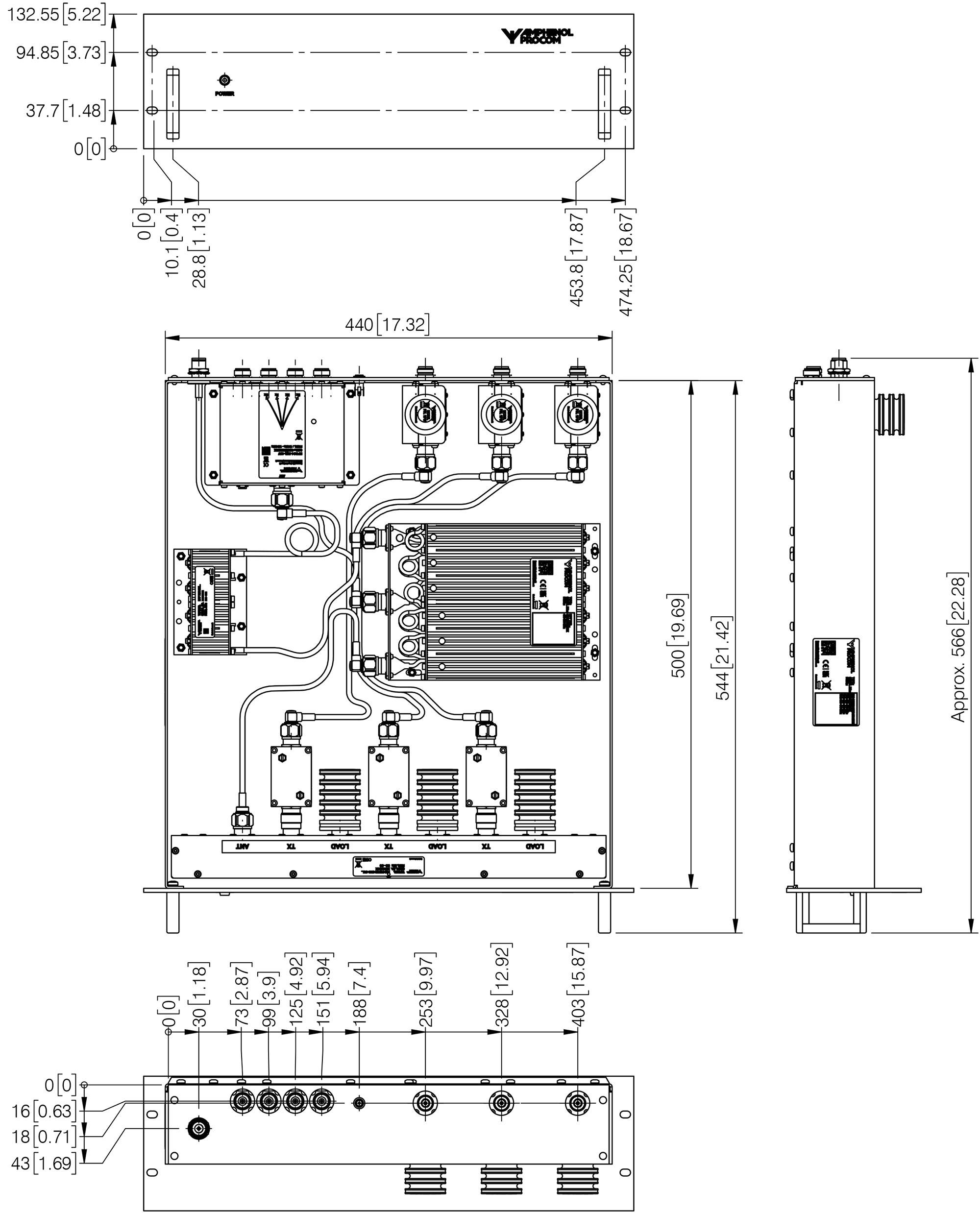 PRO COM450 3 HH 2 9 13 2 50W  Mechanical outline